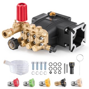 VEVOR Pressure Washer Pump, 3/4" Shaft Horizontal Triplex Plunger, 3300 PSI, 2.5GPM, Replacement Power Washer Pumps Kit with 5 Nozzles, Black - 1 of 4