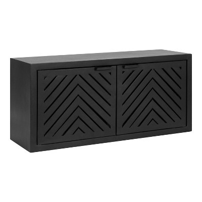 Kate and Laurel Mezzeta Decorative Wood Wall Cabinet, 30x10x14, Black