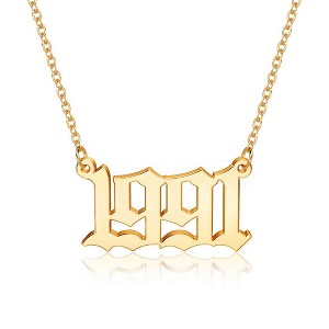 Turandoss Birth Year Pendant Necklace for Women, Old English Birth Year Number Gold Necklace, Birthday Gifts for Women, Christmas Gifts, 18+2In - 1 of 4