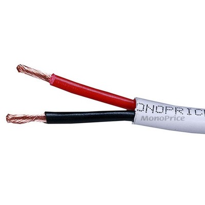 Monoprice Speaker Wire / Cable - 250 Feet - White | 12AWG 2 Conductor, Fire Safety In Wall Rated, Jacketed In White PVC Material 99.9 Percent