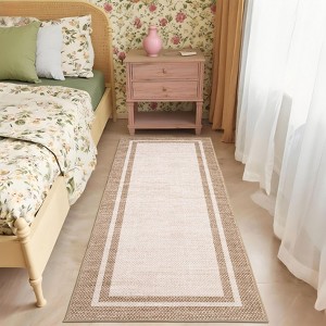 Modern Bordered Area Rug Washable Rug for Living Room - 1 of 4