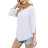 Women's 3/4 Sleeve Button Dressy Blouse Casual Round Neck Tops Summer Outfits Beach Plus Size Flowy Spring Shirt - 4 of 4
