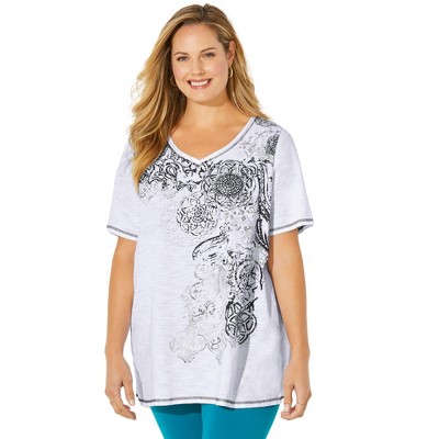Catherines Women's Plus Size Placement Print Tee