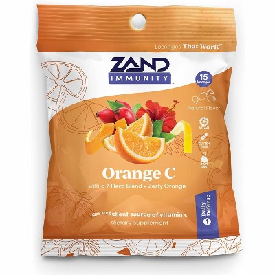 Zand Immunity Orange C HerbaLozenge, Vitamin C Throat Drops with Herbal Extracts, 15 Count Case of 12