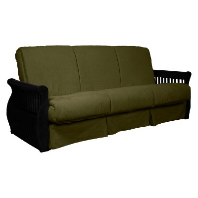 Storage Arm Perfect Futon Sofa Sleeper Black Wood Finish Sit N