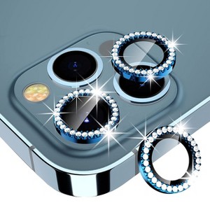 Diamond Camera Lens Protector, Diamond Tempered Glass Camera Cover Screen Protector for iPhone 13 Pro / iPhone 13 Pro Max In Blue - 1 of 4