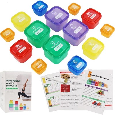 14-PC 21-Day Portion Control Container Kit with Guide, BPA Free for Weight Loss