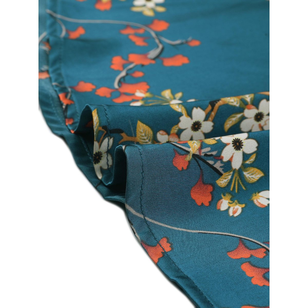 Женские платья INSPIRE CHIC Women's Long Sleeve Button Down Floral Satin Dress Peacock Blue Medium — фото 4