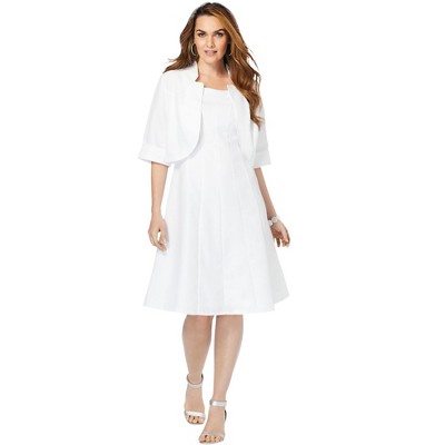 Roaman's Women's Plus Size Fit And Flare Jacket Suit Dress