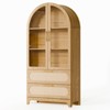 INFURNIC Decorative Storage Cabinets Storage Display Cabinet With Rattan Drawer And Storage Shelf, Arched Cabinet, Brown, 15.7"*35.0"*72.8" - 4 of 4
