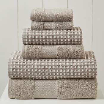 Modern Threads 6 Piece Yarn Dyed Jacquard Towel Set, Cobblestone.