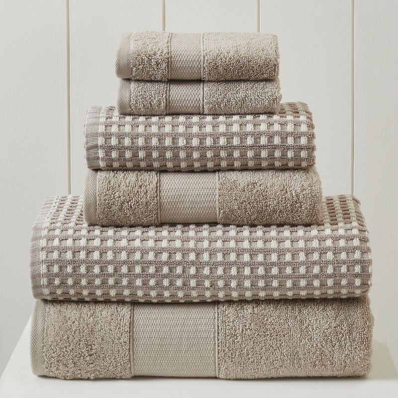 Modern Threads 6 Piece Yarn Dyed Jacquard Towel Set, Cobblestone., 1 of 3
