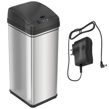 iTouchless Sensor Kitchen Trash Can with AC Adapter and AbsorbX Odor Filter 13 Gallon Silver Stainless Steel