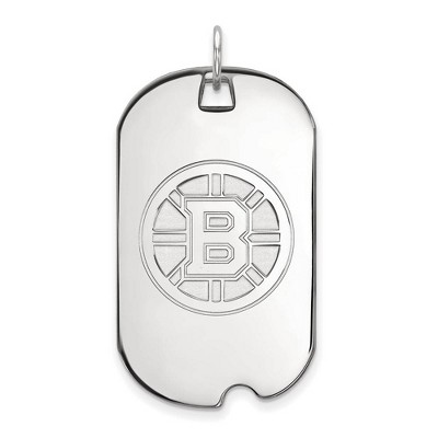 Black Bow Jewelry 10k White Gold Boston Bruins NHL Large Pendant