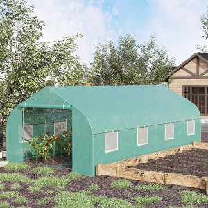 NicBex 20'x10'x7' Walk-in Tunnel Greenhouse with Roll-up Windows and Zippered Door, PE Cover for Growing Flowers, Herbs, Vegetables, Saplings, Green - 1 of 4