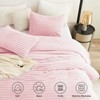 BAGOKIE 3 Pieces Striped Flannel Comforter Bed Set with 2 Pillowcases - 2 of 4