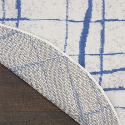 Whimsicle Blue and Ivory Abstract Round 8' Area Rug