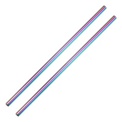 Unique Bargains Smooth Large Cocktail Coffee Juice Reusable Metal Straight Straw 2 Pcs