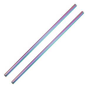 Unique Bargains Smooth Large Cocktail Coffee Juice Reusable Metal Straight Straw 2 Pcs - 1 of 3