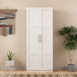 VYNXARIA High wardrobe and kitchen cabinet with 2 doors and 3 partitions to separate 4 storage spaces,white - 1 of 4