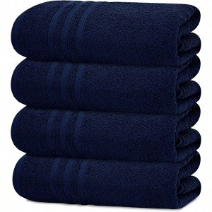 4 Piece 100 Cotton, Measuring 27 Inch X 54 Inch Navy - 1 of 4