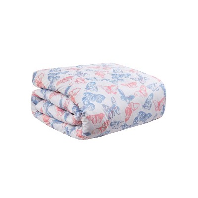 Full Purple and Pink Microfiber Butterfly Comforter Set