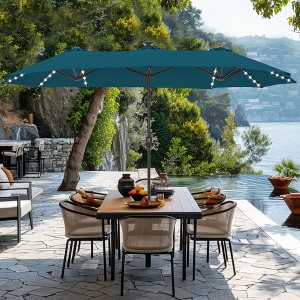 Captiva Designs 13ft Large Double-Sided Patio Umbrella, Outdoor Market Rectangle Umbrella (No Base) - 1 of 4