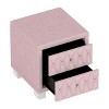 INFURNIC Nightstands Elegant Velvet Nightstand with 2 Drawers Crystal Handles and Button-Tufted Design for Bedroom, Pink, 18.1"*18.1"*20" - 4 of 4
