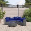 vidaXL Patio Sofa Set with Cushions Lounge Setting Outdoor Furniture Poly Rattan - Gray and Blue 5 Piece - 2 of 4