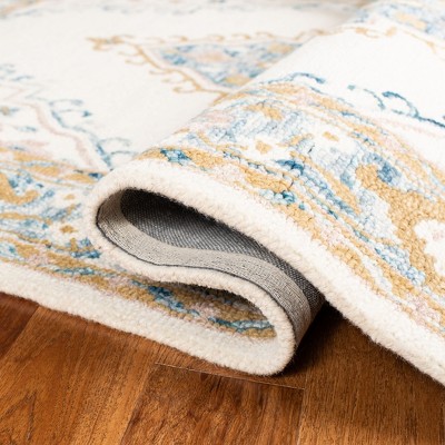 Ivory and Blue Hand-Tufted Wool Area Rug, 2'3" x 4'