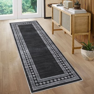 Machine Washable Runner Rugs 2x6 Modern Geometric Hallway Rugs with Non-Slip Backing Low Pile Indoor Carpet for Entrance Kitchen Bedroom - 1 of 4