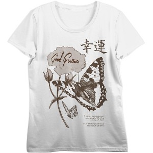 Good Fortune Butterflies Crew Neck Short Sleeve Tofu Women's T-shirt - 1 of 3