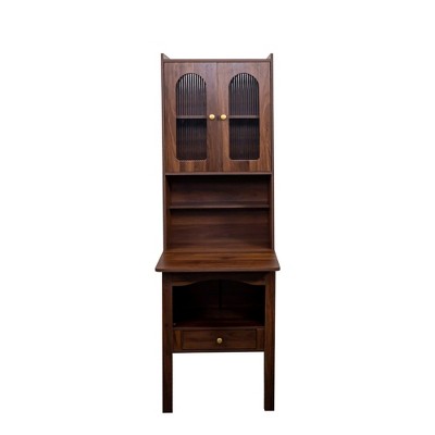 Vynxaria Convertible Bookshelf Desk with Fold-Out Writing Table and Storage