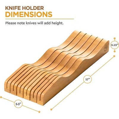Natural Bamboo In-Drawer Knife Block Organizer for 16 Knives