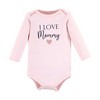 Hudson Baby Infant Girl Cotton Long-Sleeve Bodysuits, Girl Mommy Pink Navy 3-Pack - 3 of 4