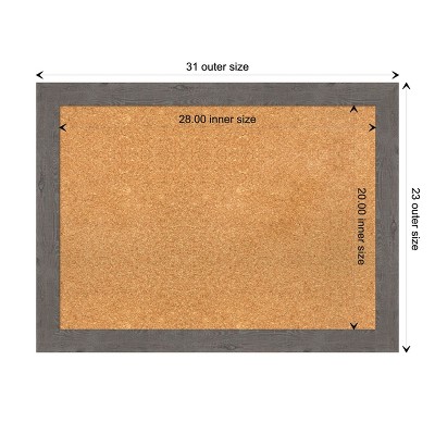 Rustic Grey Wood Framed Natural Cork Bulletin Board