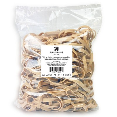 Basics Rubber Bands, Size 64 (3-1/2 x 1/4 Inch), 320 Bands/1 lb  Pack, 25-Pack, Tan