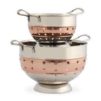 Lexi Home 2-Piece Stainless Steel Copper Hammered Colander Set