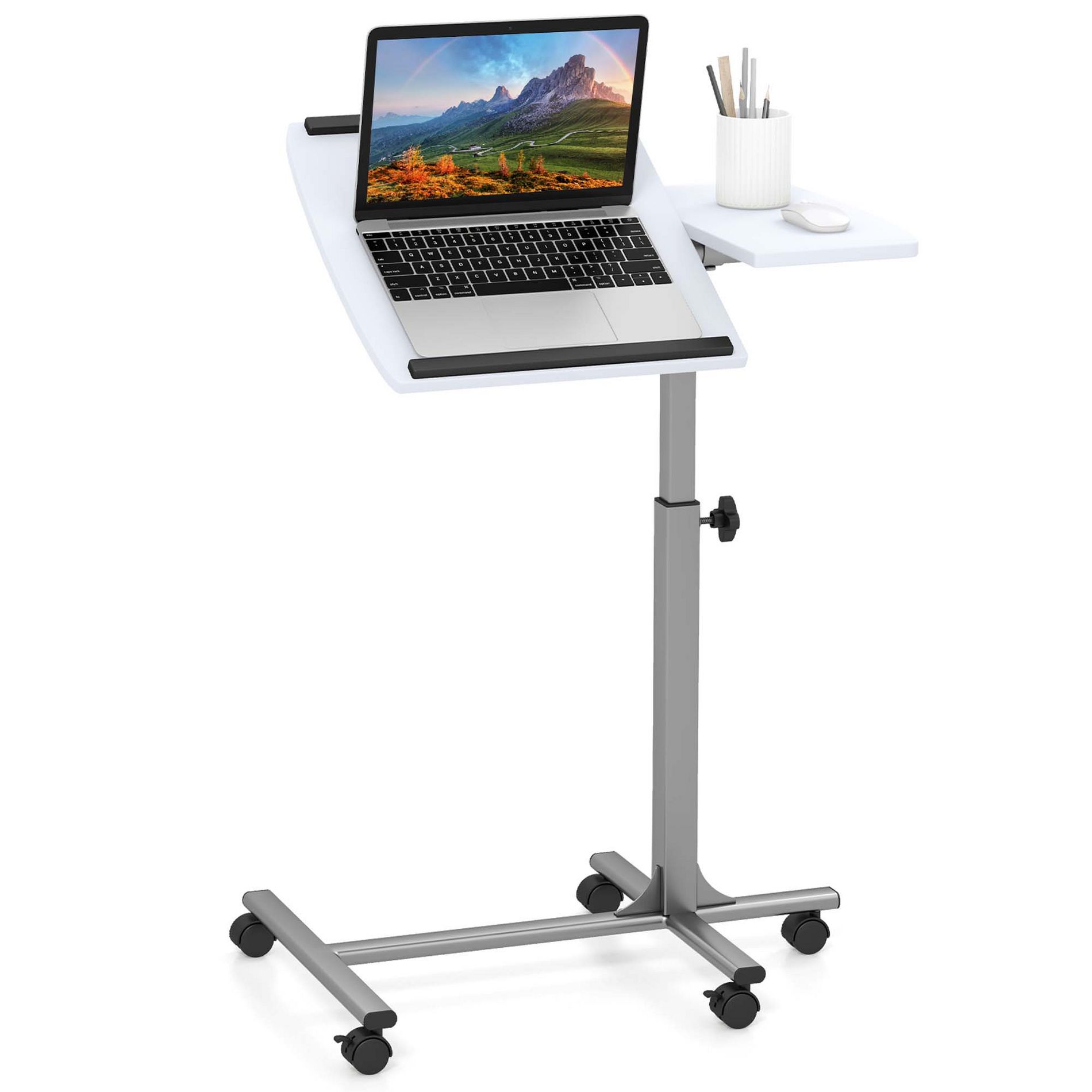 Costway Mobile Standing Desk Height Adjustable Sit to Stand Laptop Desk White