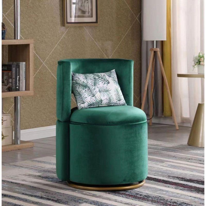 Relax 360° Round Open Back Velvet Swivel Club Chair,Velvet Swivel Chair with Storage Gold Metal Base Including 1 Pillow-Maison Boucle, 1 of 10