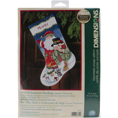 Dimensions Counted Cross Stitch Kit 16 Long-Santa & Snowman Stocking (14  Count)