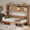 TIRAMISUBEST Twin Size Rustic Murphy Bed with Charging Station, Storage Folding Bed Frame with 2 Open Cabinets and 1 Drawer - 2 of 4