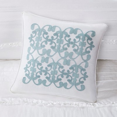 Celeste White Microfiber King Comforter Set with Ruffles