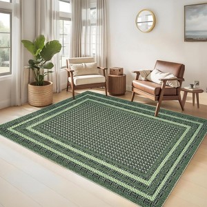 Washable Braided Printed Area Rug, Non Slip Low Pile Foldable Carpet, Soft Thin Stain Resistant Mat for Living Room Bedroom Kitchen - 1 of 4