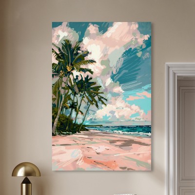 Colorful Coastal Landscape Canvas Wall Art, 36" x 54"