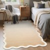 Washable Scalloped Living Room Rugs, Indoor Modern Ombre Soft Non Slip Area Rug for Bedroom, Large Home Decor Carpet for Dining Room - 3 of 4