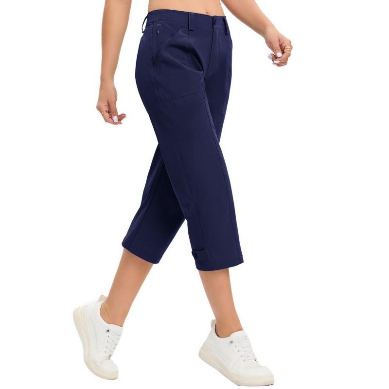 Capris for Women with Pockets Elastic Waist Dressy Casual Hiking Golf Capri Pants, 5 of 9