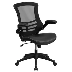 Emma and Oliver Mid-Back Black Mesh Swivel Ergonomic Task Office Chair with LeatherSoft Seat & Arms