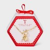 14K Gold Dipped Cubic Zirconia Puffy Heart Charm Initial Necklace - A New Day™ Gold - 3 of 4