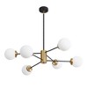 POWLIG 40 Inch Modern Black Gold Chandelier with Milk White Glass Shades, 6 Light Adjustable Ceiling Fixture for Dining Room, Kitchen Island, Bedroom - 3 of 4